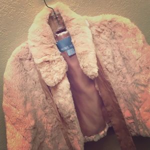 Nine West Authentic Rabbit Fur! Dyed Pink Cape!